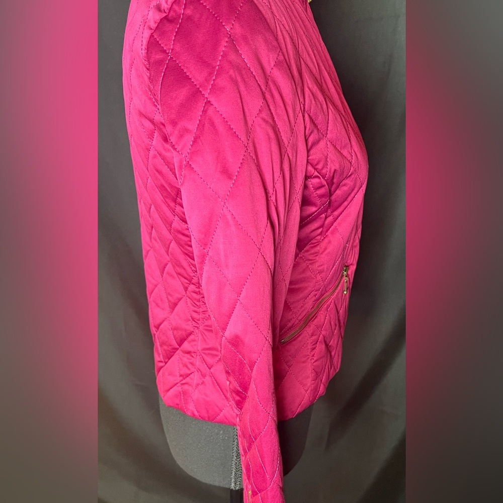 🤩 NEW ITEM! Express Women’s Pink Quilted Coat/Jacket with Gold Zippers - Picture 4 of 8